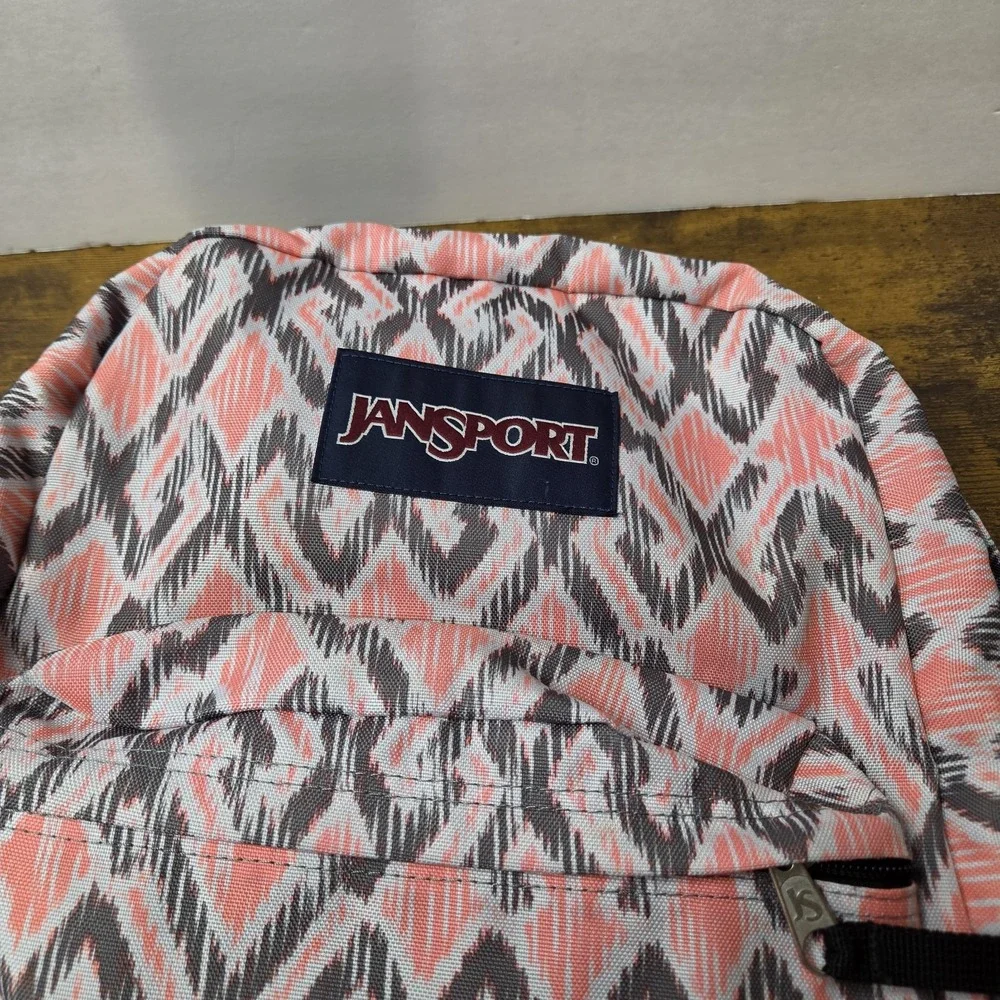 Trans JanSport SuperMax Backpack Pink Gray Southwest Ikat Aztec School Bag 15